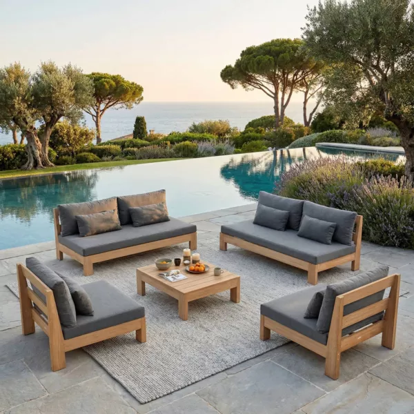 Lounge-Set aus Akazie 8 Pl�tze 5 tlg Borneo Anthrazitgrau