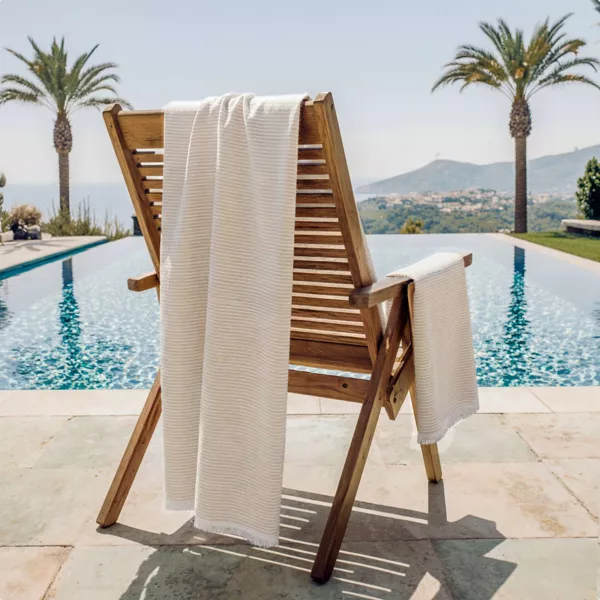 Fouta i bomuld og svamp (95 x 180 cm) Marina Beige