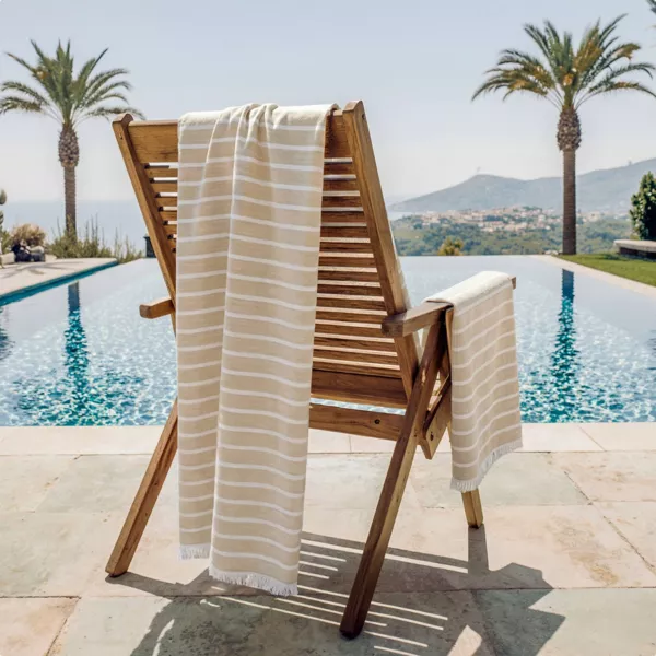 Fouta dubbel katoen en spons (180 x 180 cm) Beige Mist