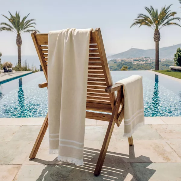 Fouta in cotone e spugna (95 x 180 cm) Elora Beige