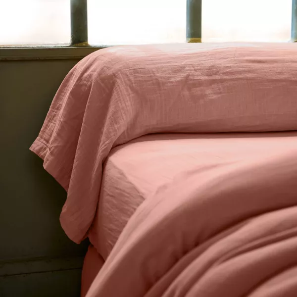 Funda de almohada travesa�o en gasa de algod�n (L185 cm) Ga�a Rosa durazno