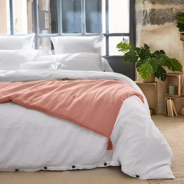 Edredon gaze de coton (90 x 200 cm) Ga�a rose p�che