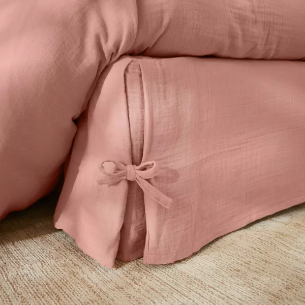 Cache-sommier Gaze de coton (160 x 200 cm) Ga�a Rose p�che