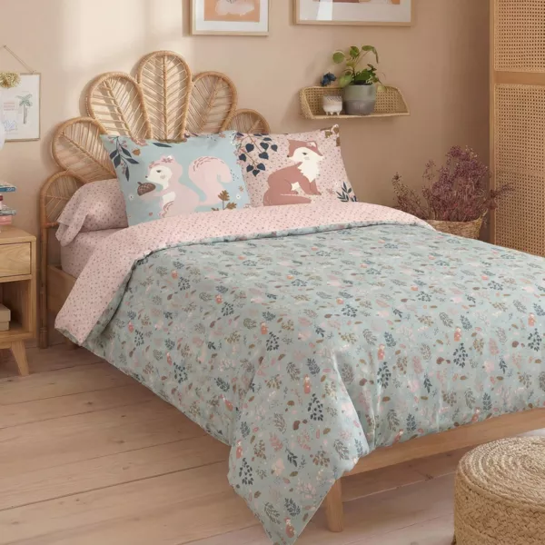 Housse de couette et deux taies enfant coton (240 x 220 cm) Tamia Multicolore