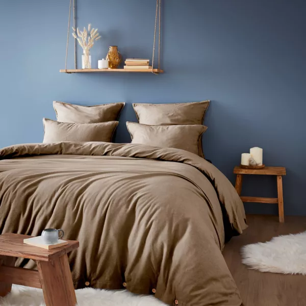 Housse de couette flanelle de coton (260 x 240 cm) Nina Ficelle