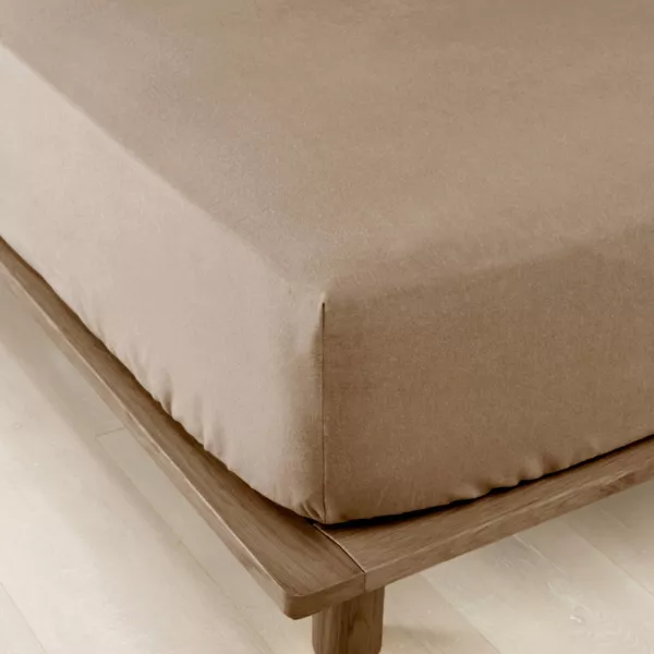 Drap housse flanelle de coton (140 x 200 cm) Nina Ficelle