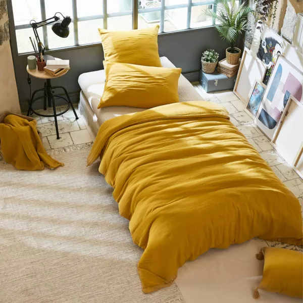 Housse de couette gaze de coton (140 x 200 cm) Ga�a Jaune safran