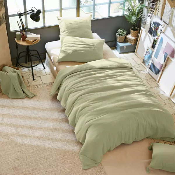 Housse de couette gaze de coton (140 x 200 cm) Ga�a Vert tilleul
