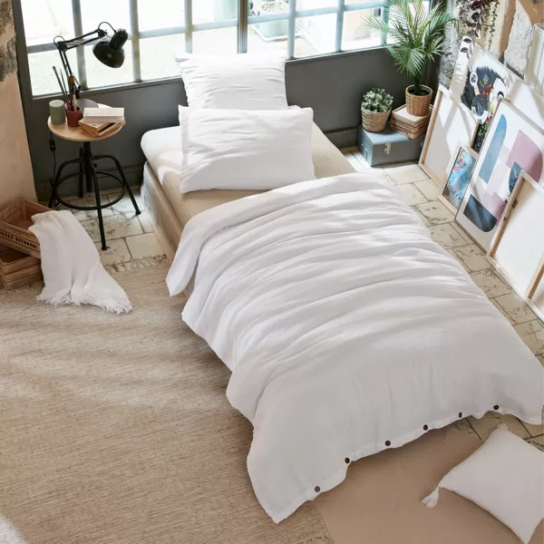 Copripiumino garza di cotone (140 x 200 cm) Ga�a Bianco chantilly