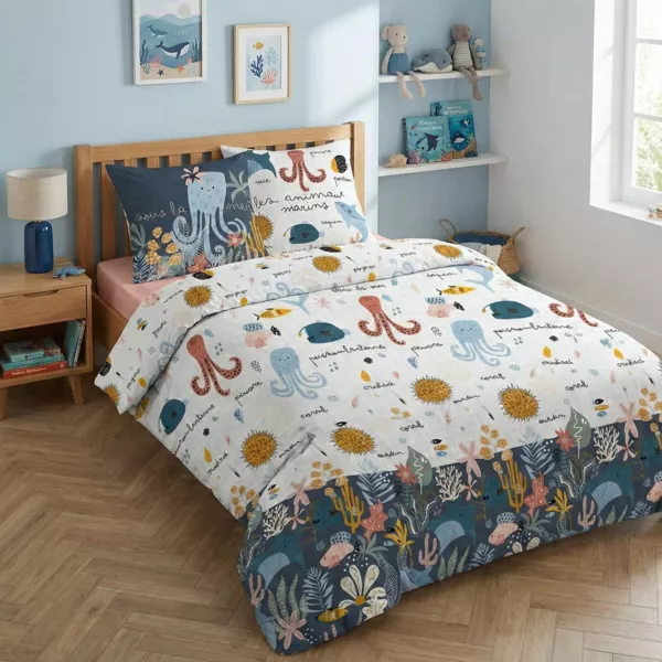 Barnedynetrekk og to pudebetr�k i bomuld (240 x 220 cm) Octopia Flerfarvet