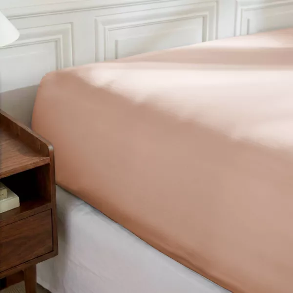 Drap housse percale de coton (140 x 190 cm) Diane Rose Blush