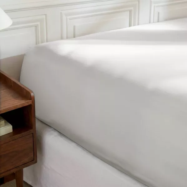 Drap housse percale de coton (140 x 190 cm) Diane Blanc