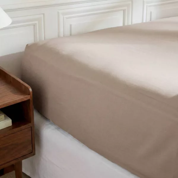 Drap housse percale de coton (140 x 190 cm) Diane Ficelle