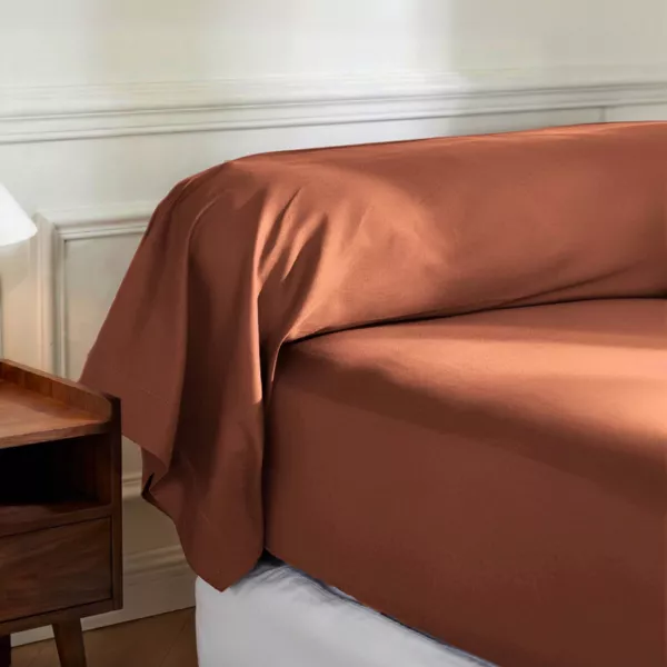 Taie de traversin percale de coton 120 fils (L185 cm) Diane Terracotta