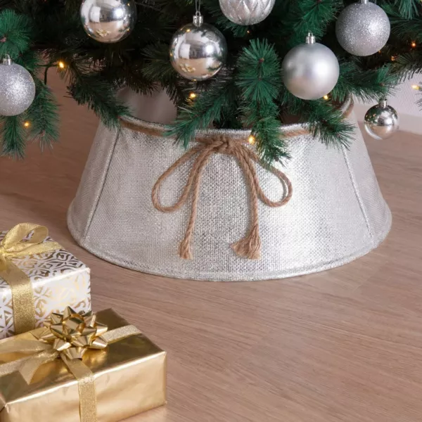 Zierkorb f�r Baumst�nder mit Schleife Silber