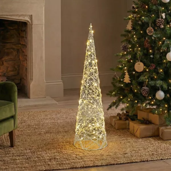 C�ne lumineux sur piles 40 micro LED (H80 cm) �clats Blanc chaud