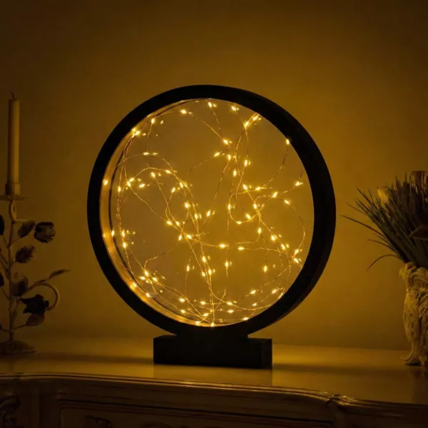  C�rculo  Eliza con pilas con luz Blanco c�lido 80 LED