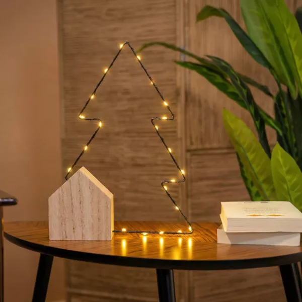 Sapin lumineux � piles 22 LED (H30 cm) Alpina Blanc chaud