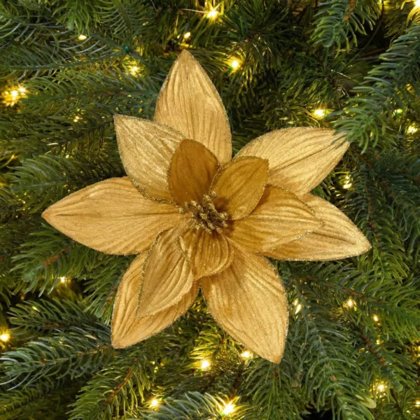 Grande Stella di Natale di Natale su pinza (D30 cm) Velluto Oro