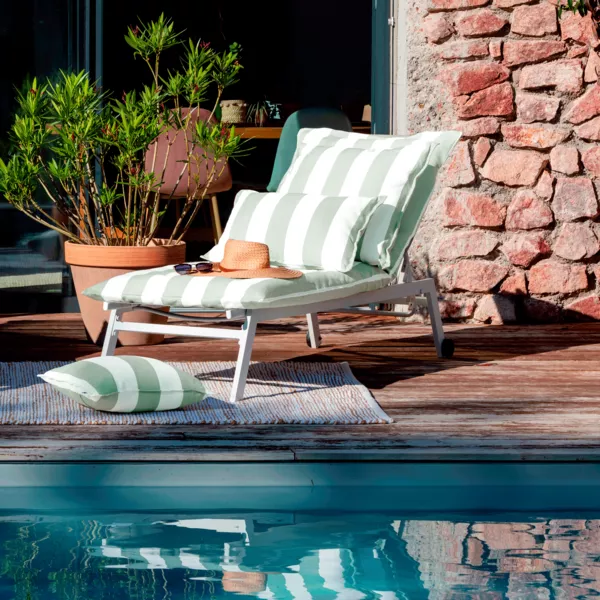 Housse de coussin pour bain de soleil déperlante (190 x 70 cm) Noa Vert sauge
