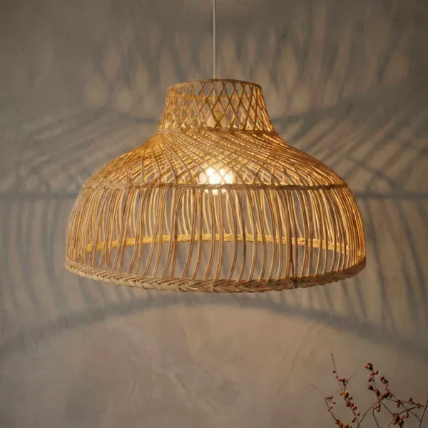 Hanglamp van geperforeerd bamboe (D60 cm) Riviera Natuurlijk