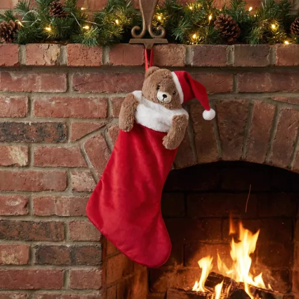 Calza di Natale (H50 cm) Orsetto Rosso Lucien