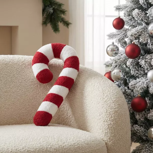 Kerstkussen (57 cm) Zuurstok Lucien Rood