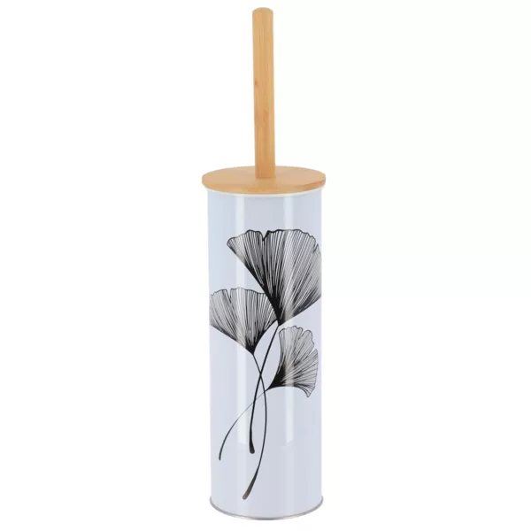 WC-B�rste mit Metalldeckel und Bambus Zen Gingko Wei�