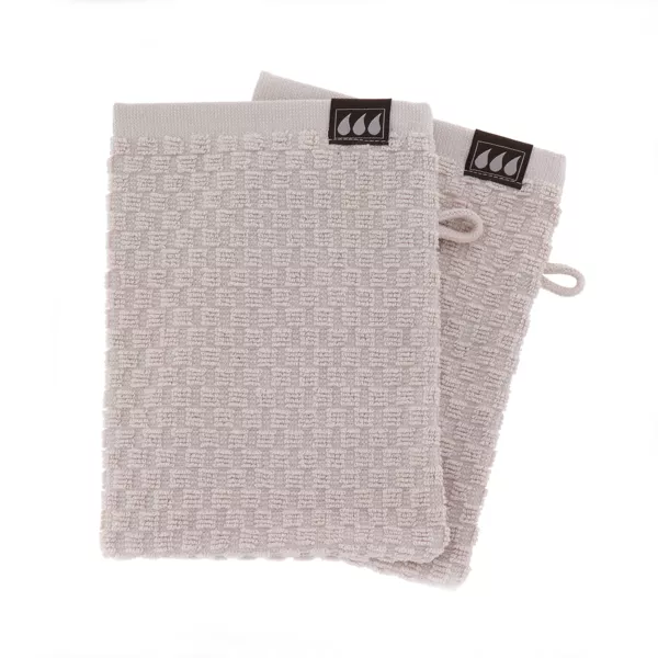 Pack de 2 guantes de tocador de algod�n (15 x 21 cm) Boho-chic Beige