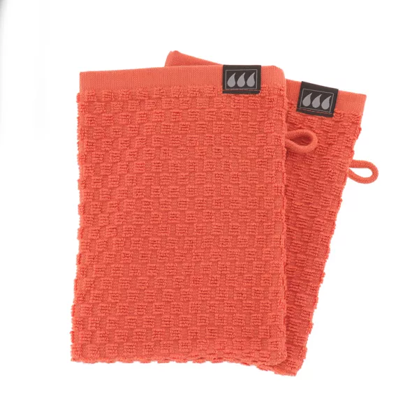 Lot de 2 gants de toilette coton (15 x 21 cm)  Boho-chic Terracotta