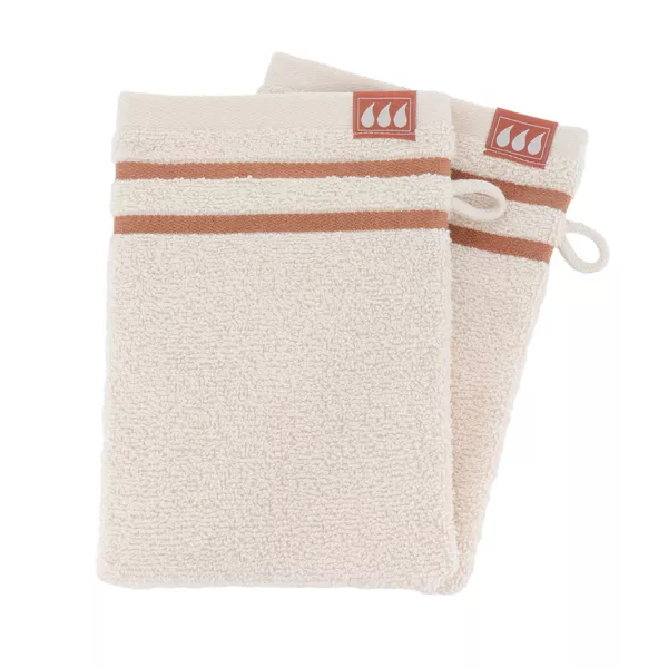 Set aus 2 Baumwoll-Waschlappen (15 x 21 cm) Jeanne Taupe und Elfenbein