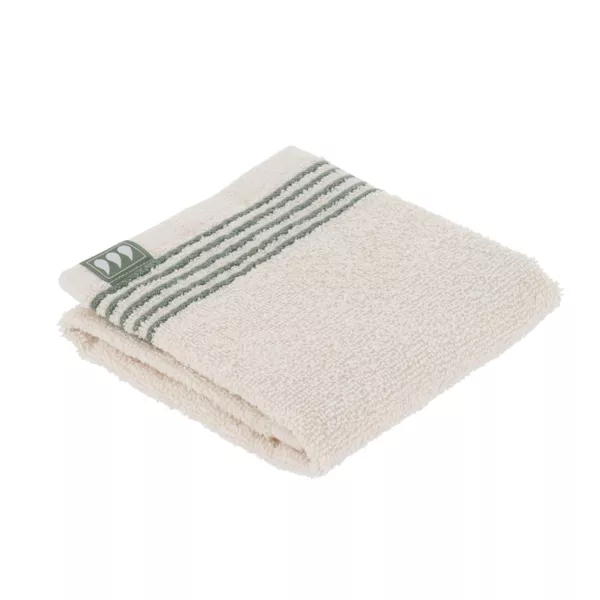 Serviette de bain coton (30 x 50 cm) Jeanne Vert sauge et ivoire