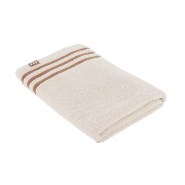 Serviette de bain coton (70 x 130 cm) Jeanne Taupe et ivoire