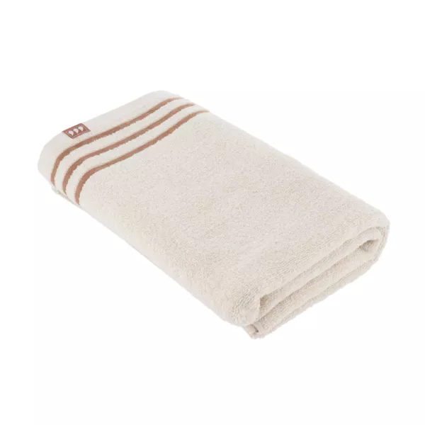 Serviette de bain coton (90 x 150 cm) Jeanne Taupe et ivoire