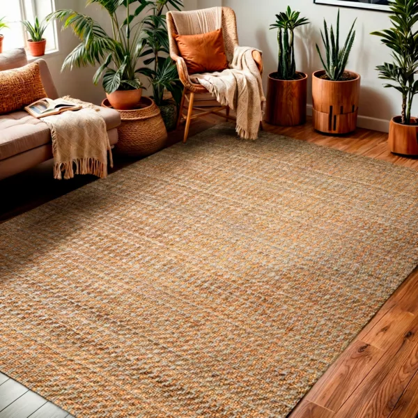 Rechthoekig handgeweven jute vloerkleed (140 x 200 cm) Weston Bruin