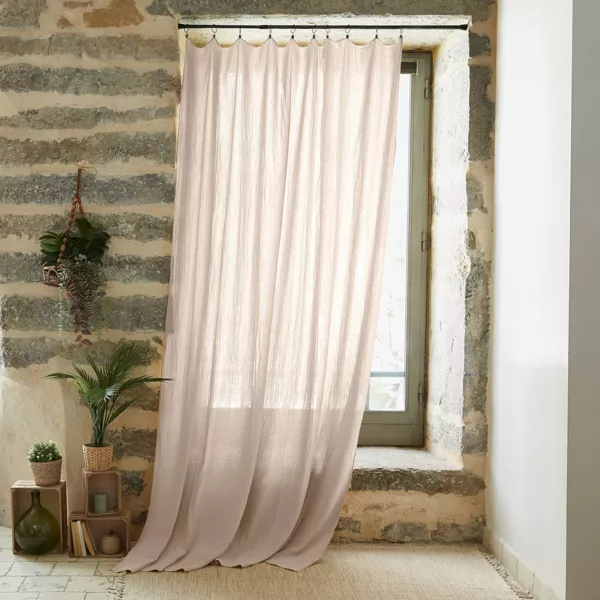 Overgordijn verstelbaar Katoengaas (180 x max 300 cm) Gaļa Beige