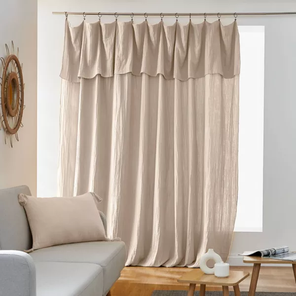 Rideau gaze de coton ajustable (280 x max 300 cm) Ga�a Beige pampa