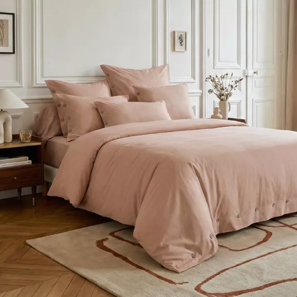 Housse de couette percale de coton (280 x 240 cm) Diane Rose Blush