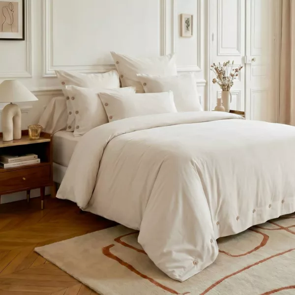 Copripiumino in percalle di cotone (260 x 240 cm) Diane Beige