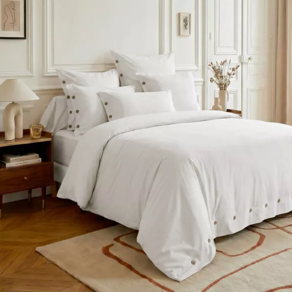 Housse de couette percale de coton (240 x 220 cm) Diane Blanc