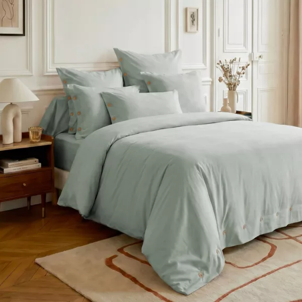 Housse de couette percale de coton (200 x 200 cm) Diane Bleu C�ladon