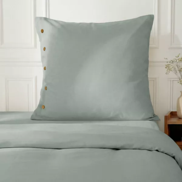 Federa quadrata in percalle di cotone (80 x 80 cm) Diane Blu C�ladon