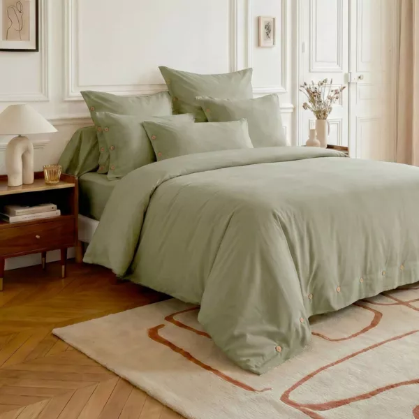 Housse de couette percale de coton (200 x 200 cm) Diane Vert sauge