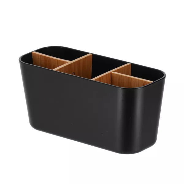 Organisateur salle de bain 5 compartiments bambou Naturo Noir