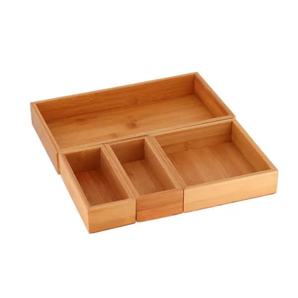 Organisateur de tiroir salle de bain 4 bo�tes bambou Instant Naturel