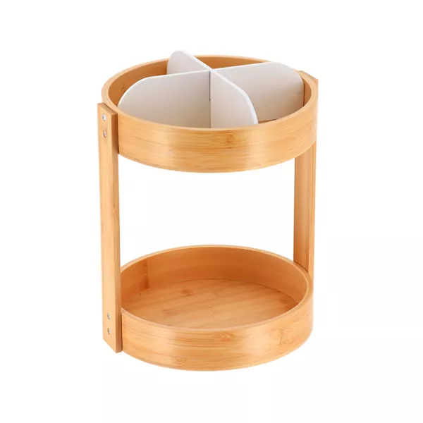 Organizzatore da bagno girevole in bamb� Naturo Bianco