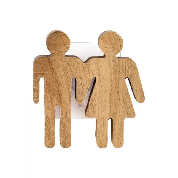 Targhetta porta WC Uomo / Donna adesiva in acacia Easy chic Naturale