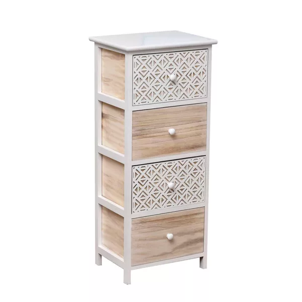 Petit meuble salle de bain 4 tiroirs bois de paulownia (86 x 37 cm) Boh�me Blanc 