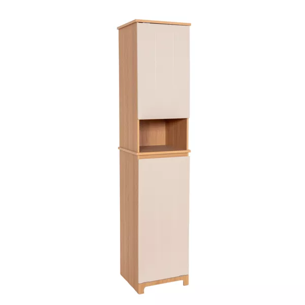 Meuble colonne salle de bain paniere � linge int�gr�e bois (173 x 38 cm) Rivoli Naturel
