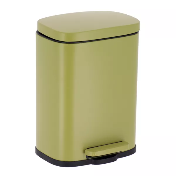 Cubo de basura de ba�o de metal con cierre suave Boho-chic Verde oliva